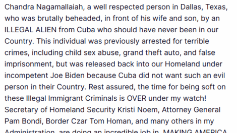 Former US President Condemns the Killing, Calls for Tough Action on Illegal Immigrants