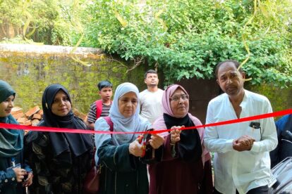 Chief Guest Anjum Parveen cuts the ribbon for the new building. Speakers emphasize the role of parents, discipline, and a positive home environment in shaping a child's future.